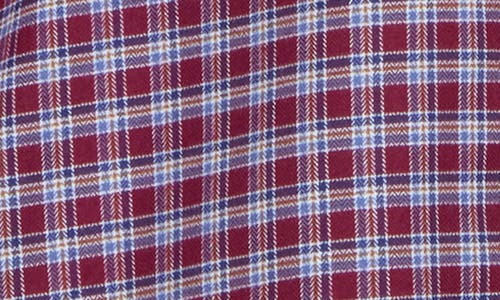 David Donahue Herringbone Check Print Sport Shirt In Purple