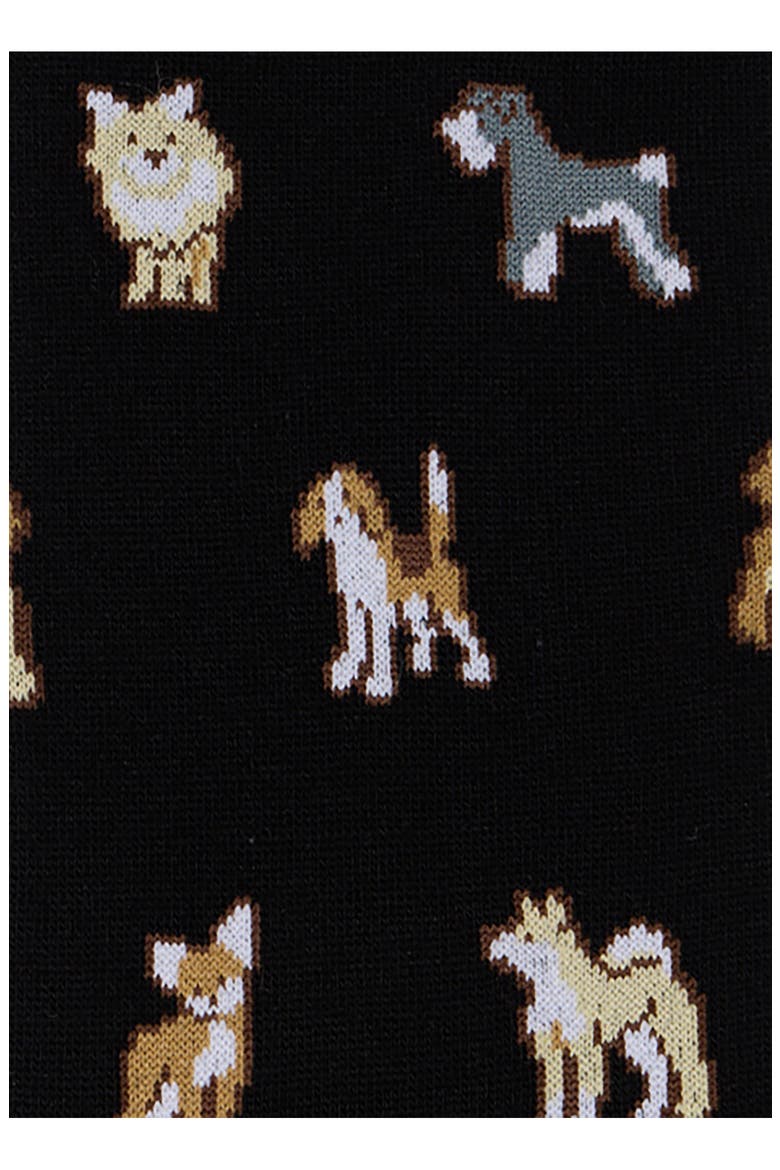 Kyoto Dog Intarsia Dress Socks, Alternate, color, BLACK