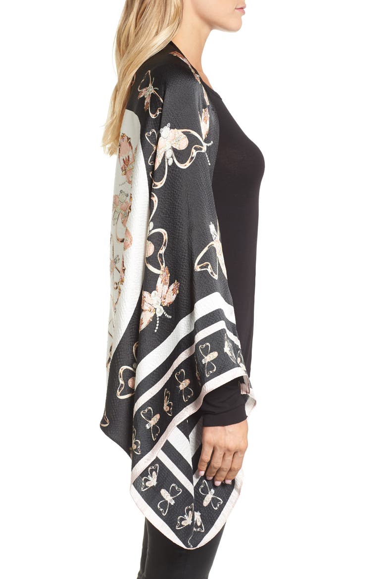 Queen Bee Silk Cape Scarf, Alternate, color, 00-BLACK