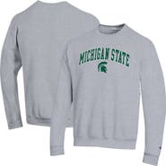 Champion Men's Champion Heather Gray Michigan State Spartans Arch Over Logo Pullover Sweatshirt