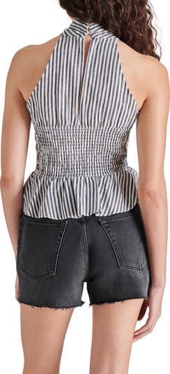 売れ筋商品|||スティーブ マデン カットソー トップス レディース Women's Kosta Striped Halter Peplum Top Oatmeal steve-madden-steve-madden-