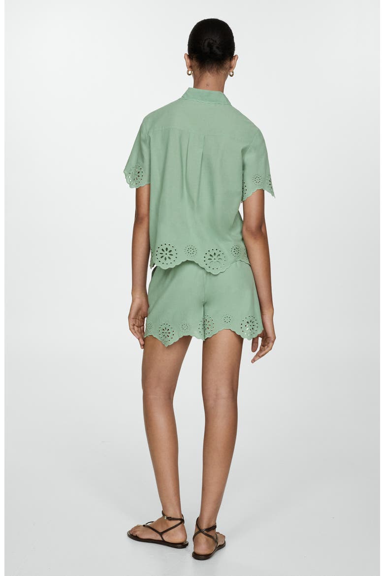 Cotton Eyelet Shorts, Alternate, color, GREEN