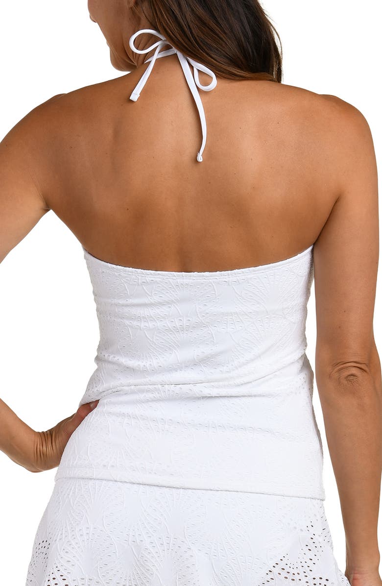 La Blanca Shellbound Eyelet Bandeau Tankini Top, Alternate, color, White