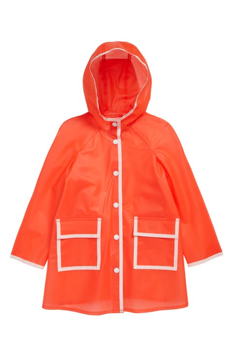 Kids' Lumiere Contrast Trim Hooded Raincoat