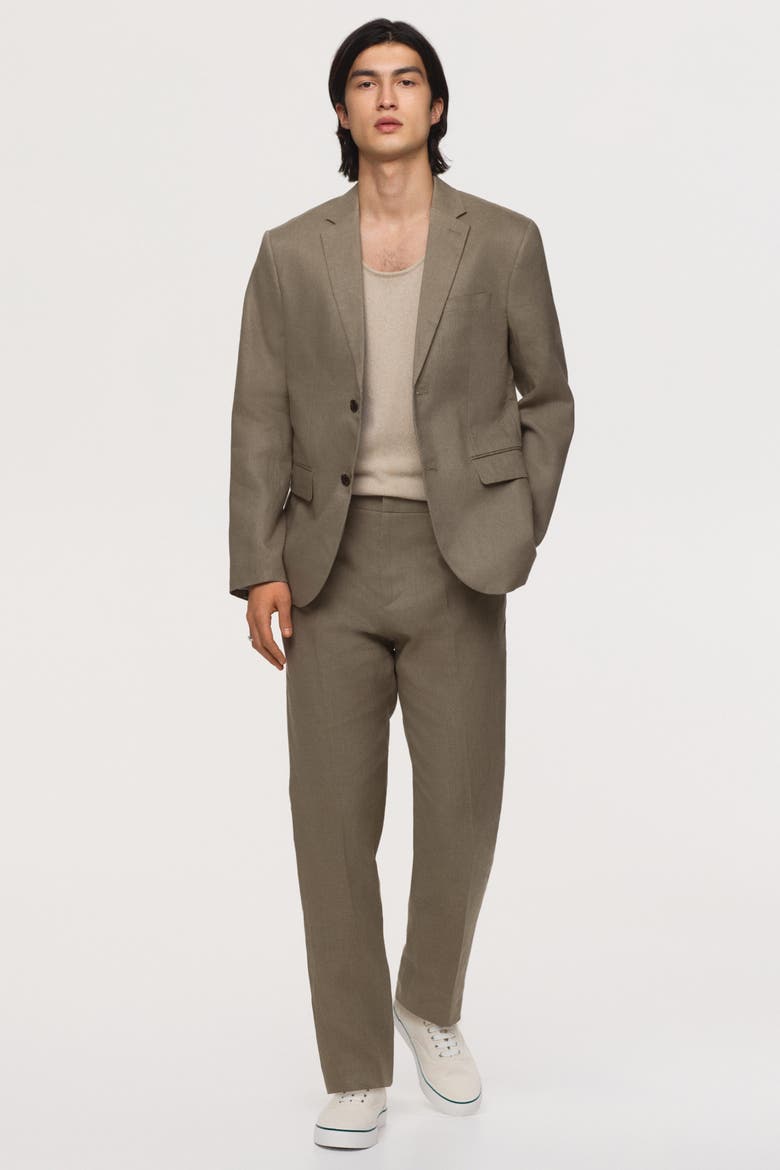 Slim Fit Linen Jacket, Alternate, color, Khaki green