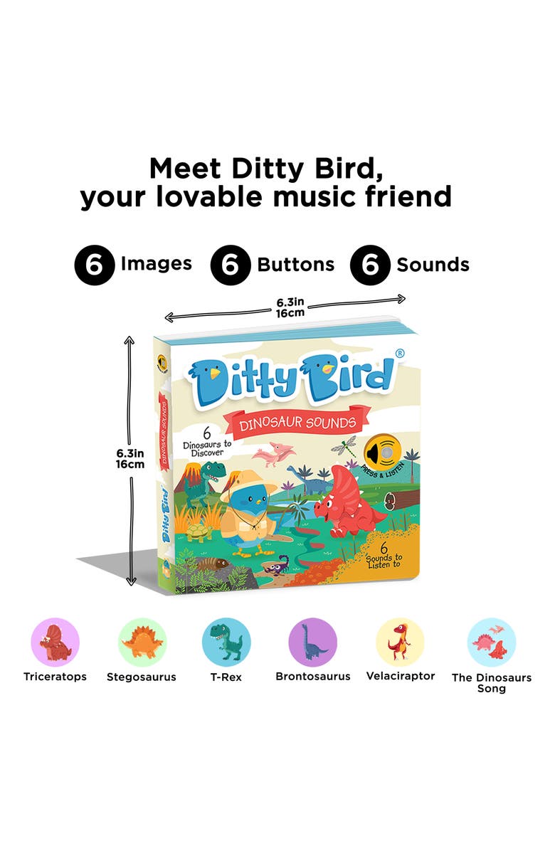 Ditty Bird Kids' Interactive Dinosaur Sound Book, Alternate, color, Beige/ Green