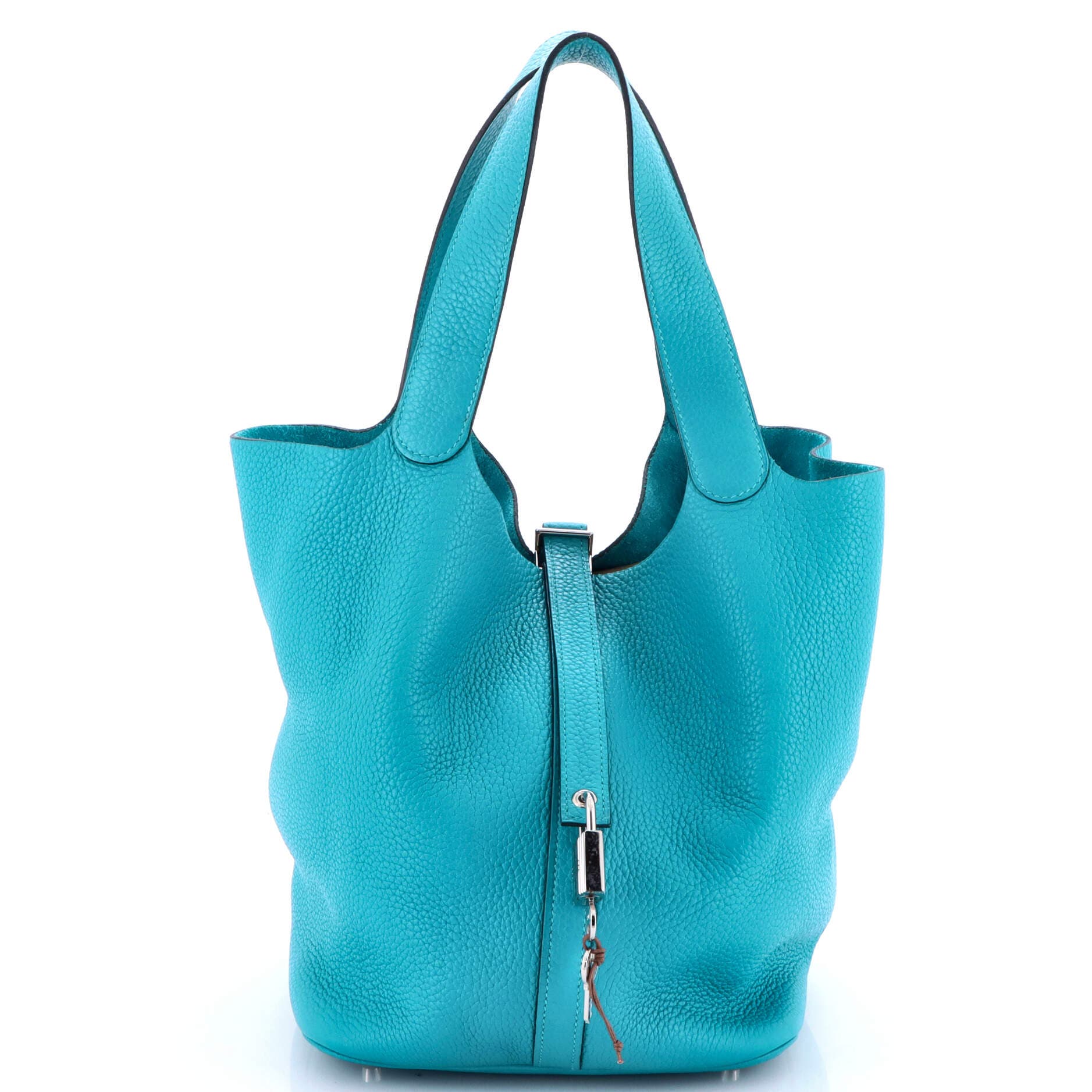 Pre-Owned Hermes Picotin Lock Bag Clemence GM, Main, color, Turquoise