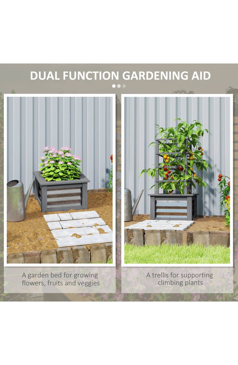 Outsunny Raised with Steel Sides, Raised Garden Bed, Alternate, color, Gray