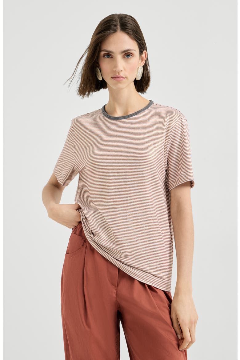 Striped jersey T-shirt, Main, color, Orange