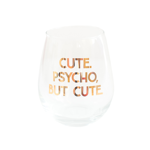 Jollity & Co "cute. Psycho, But Cute" Wine Glass In Assorted Pre-pack