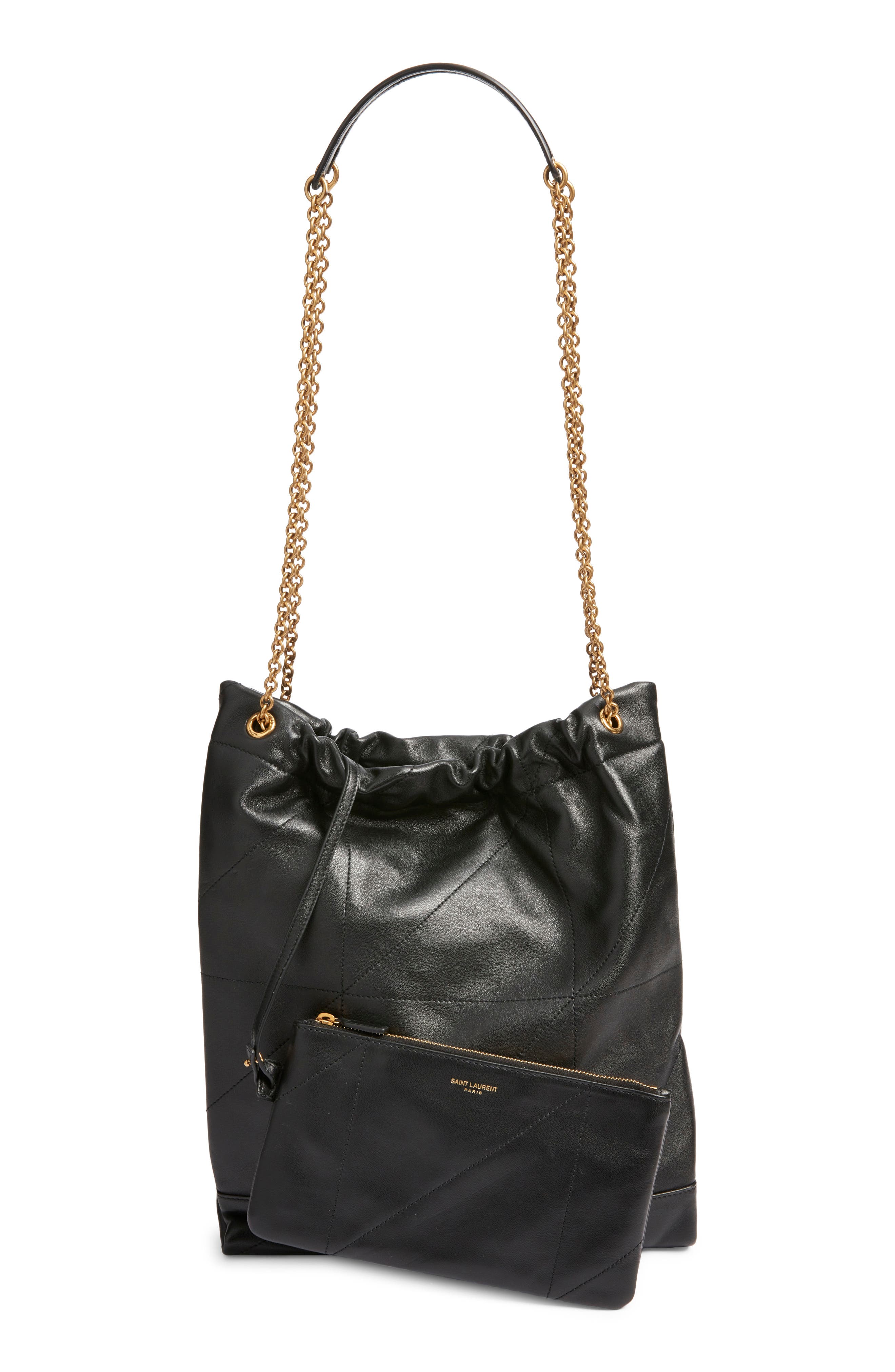 Saint Laurent Jamie 4.3 Patchwork Leather Shoulder Bag, Alternate, color, Nero