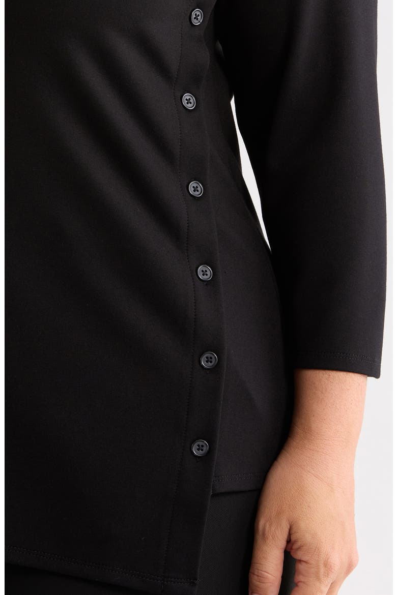 Asymmetric Button Hem Top, Alternate, color, ANNE BLACK