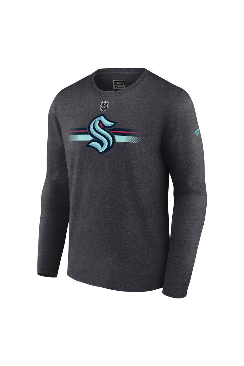 Men's Fanatics  Heather Charcoal Seattle Kraken Authentic Pro Secondary Long Sleeve T-Shirt, Alternate, color, Heather Charcoal