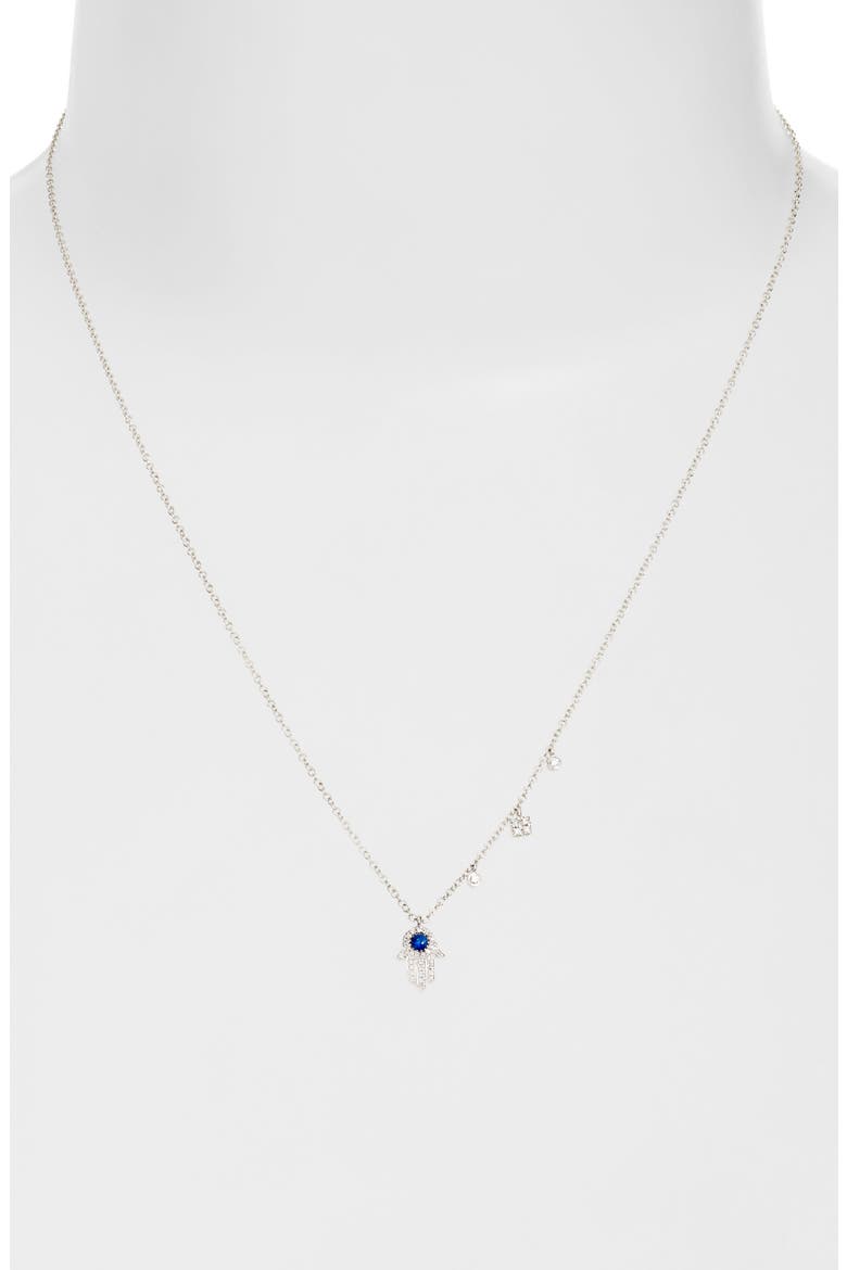 Sapp Hamsa Pendant Necklace, Alternate, color, WHITE GOLD