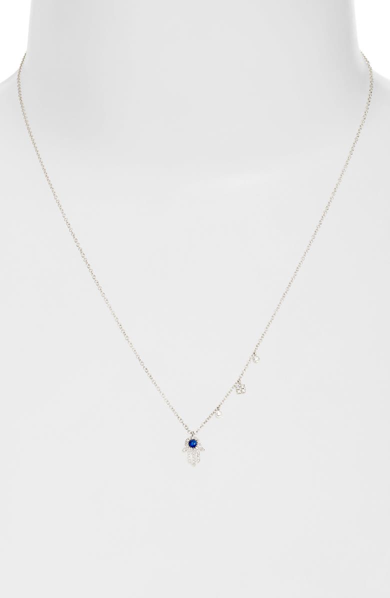 Meira T Sapp Hamsa Pendant Necklace, Alternate, color, White Gold