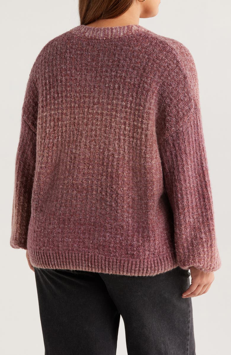 Treasure & Bond Textured V-Neck Cardigan, Alternate, color, Burgundy Rhode Combo