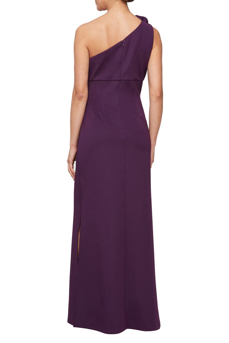 Rosette One-Shoulder Gown, Alternate, color, PLUM