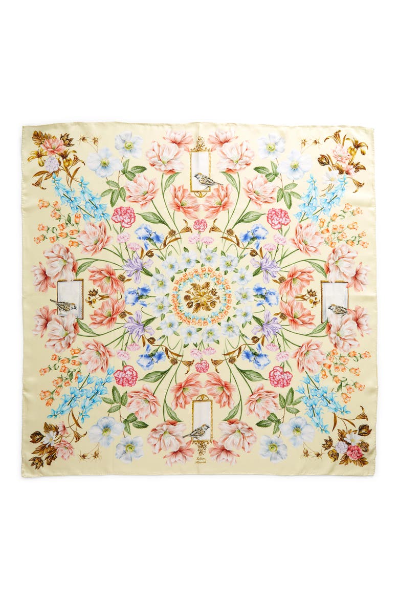 Flourish Silk Square Scarf, Alternate, color, BANANA