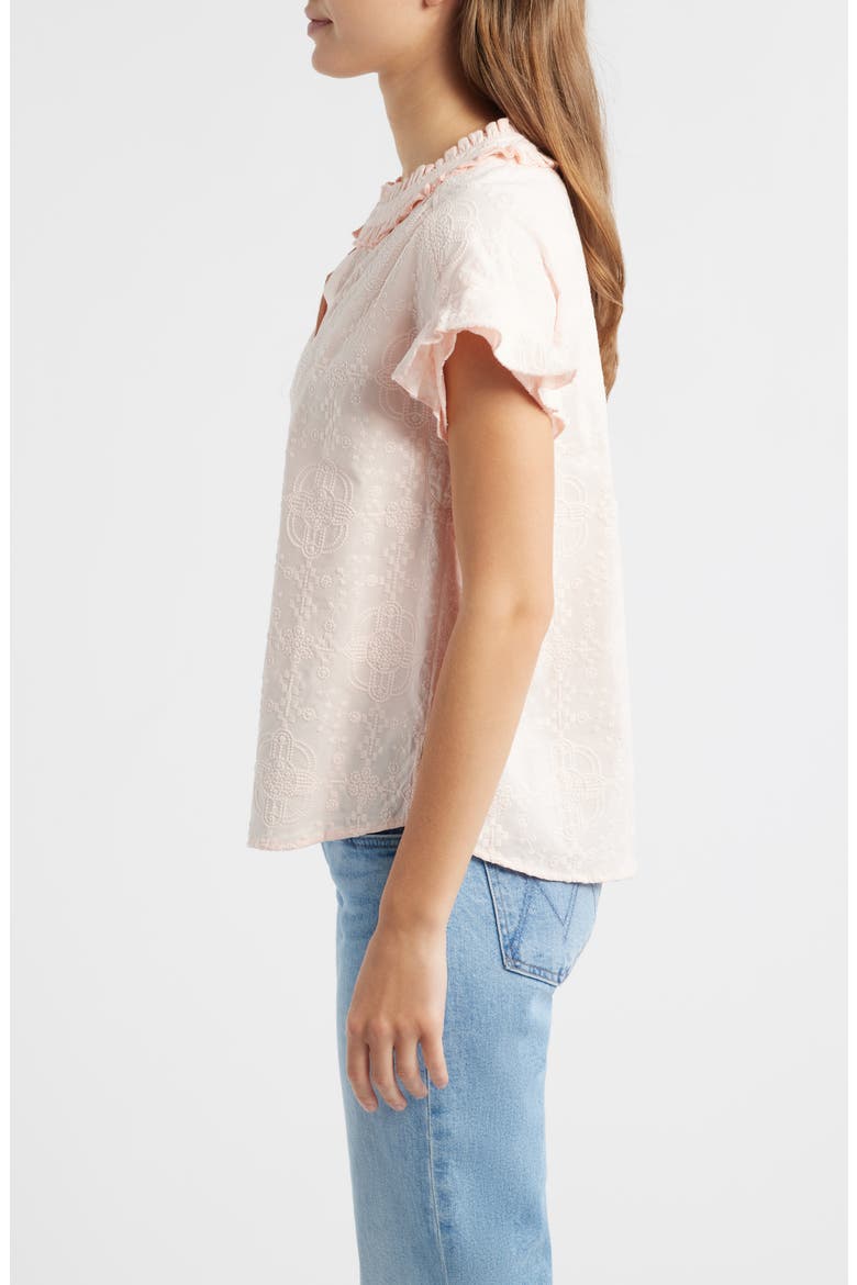 Embroidered Split Neck Top, Alternate, color, ANGEL PINK