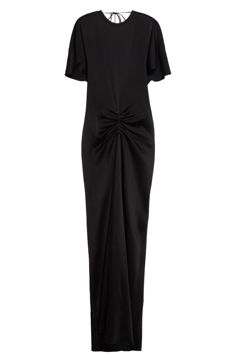 Victoria Beckham Gathered Waist Crepe Back Satin Gown, Alternate, color, 
