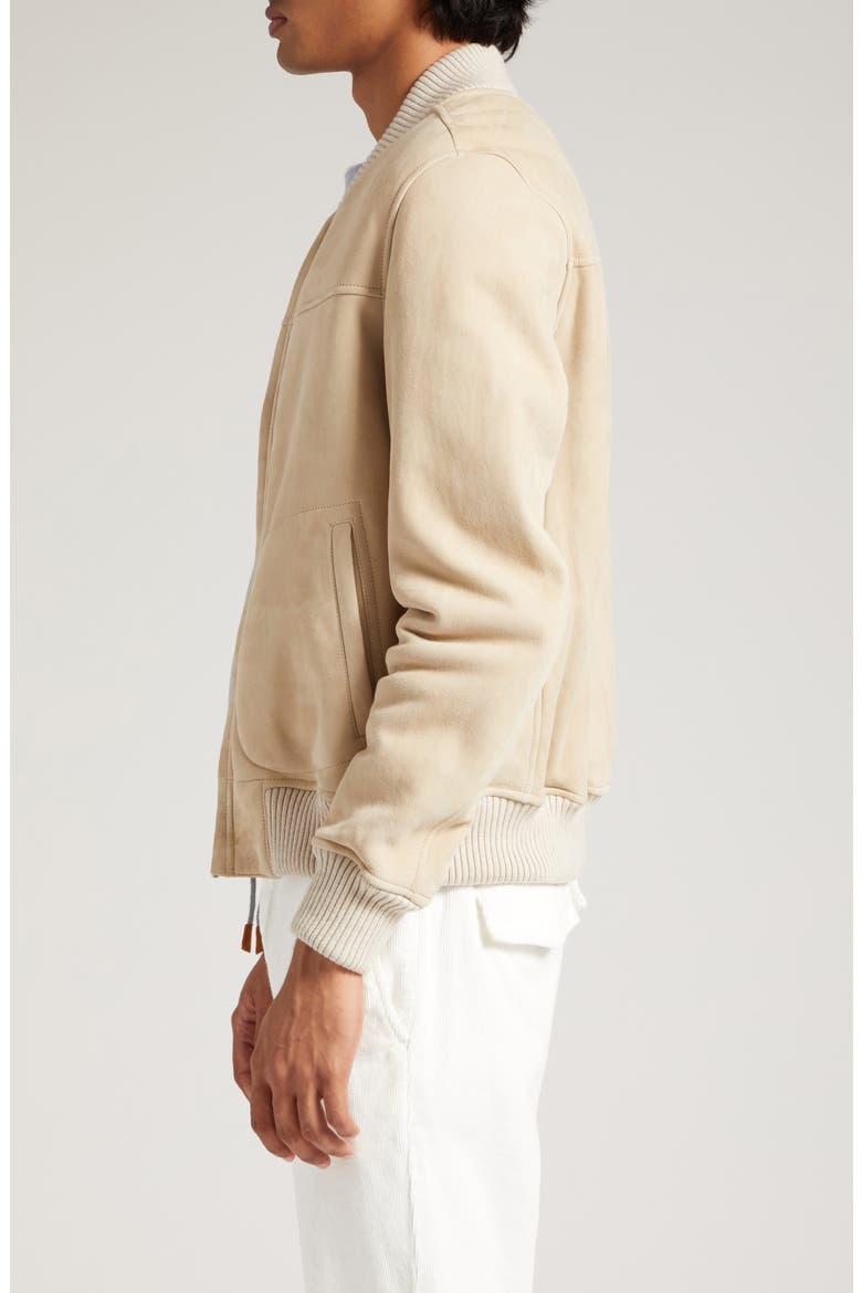 Genuine Shearling Bomber Jacket, Alternate, color, SAND