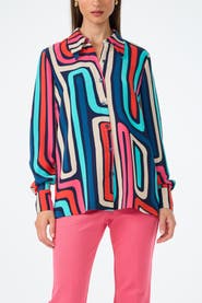 Trina Turk Montero Geometric Button-Up Top