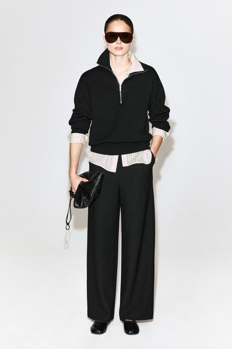 Crepe-Jersey Wide-Leg Pants, Alternate, color, BLACK