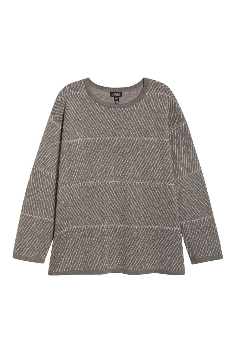 Jacquard Crewneck Sweater, Alternate, color, SMOKE HEATHER/ SILVER