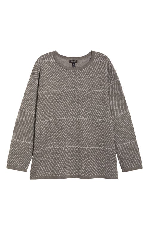 Jones New York Jacquard Crewneck Sweater In Gray