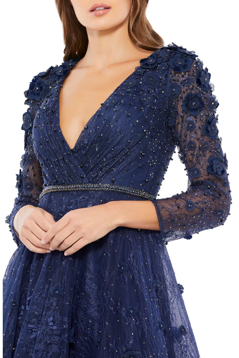 Floral Appliqué Lace Fit & Flare Cocktail Dress, Alternate, color, MIDNIGHT