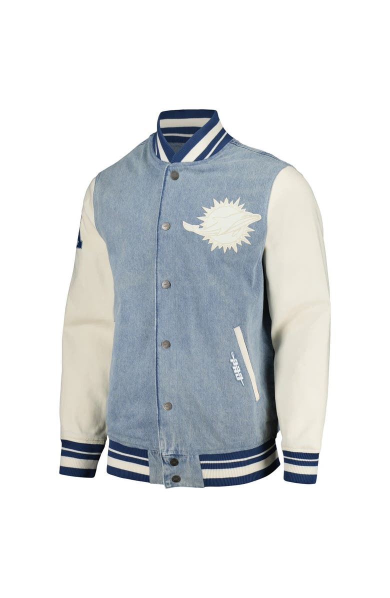 PRO STANDARD Men's Pro Standard  Denim Miami Dolphins Varsity Blues Full-Snap Varsity Jacket, Alternate, color, Denim