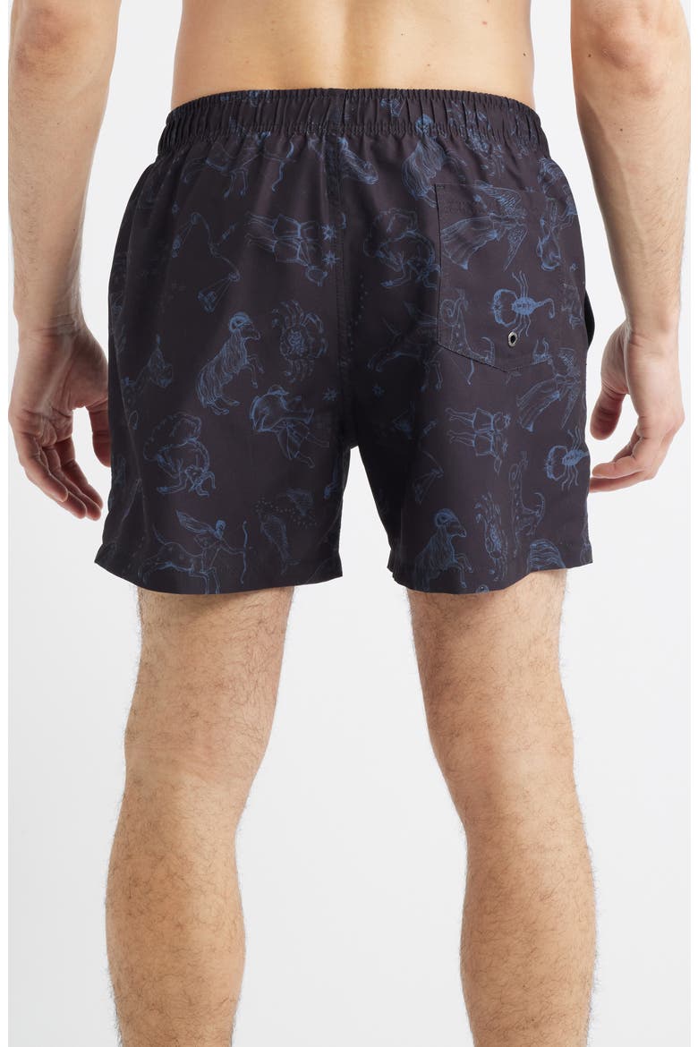 Animal Print Swim Trunks, Alternate, color, BLACK