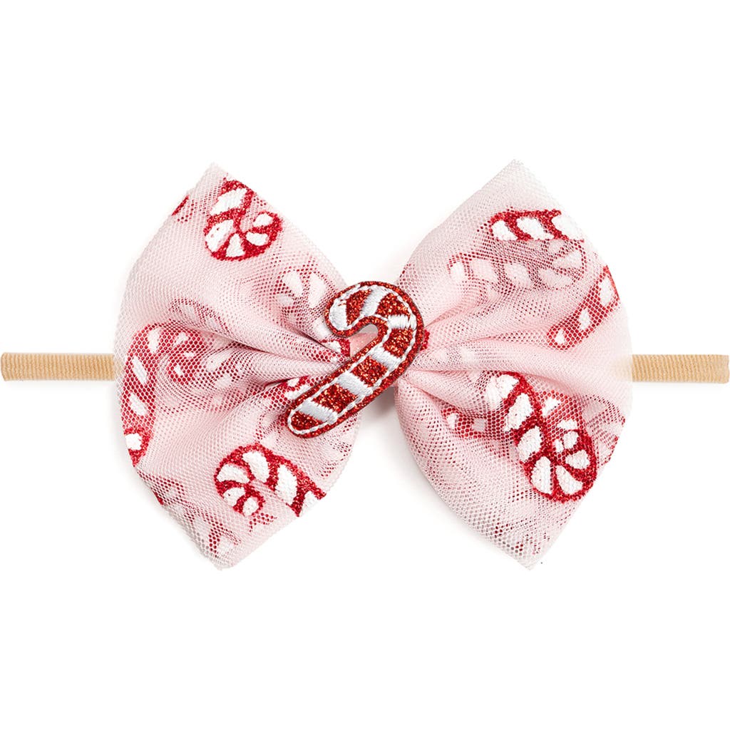 Sweet Wink Candy Cane Confetti Christmas Tulle Bow Baby Headband In Multi