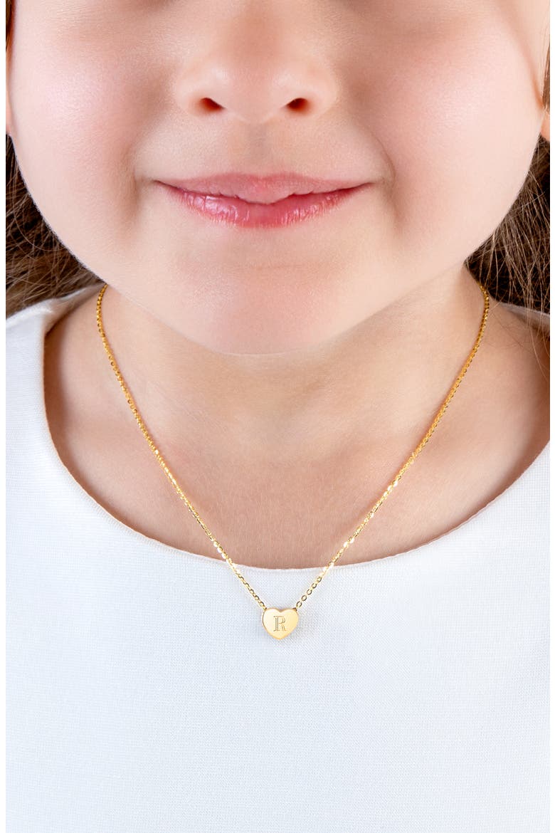14K Gold Mini Sliding Heart & Engraved Initial 12-14" Necklace, Alternate, color, 14K Gold - R