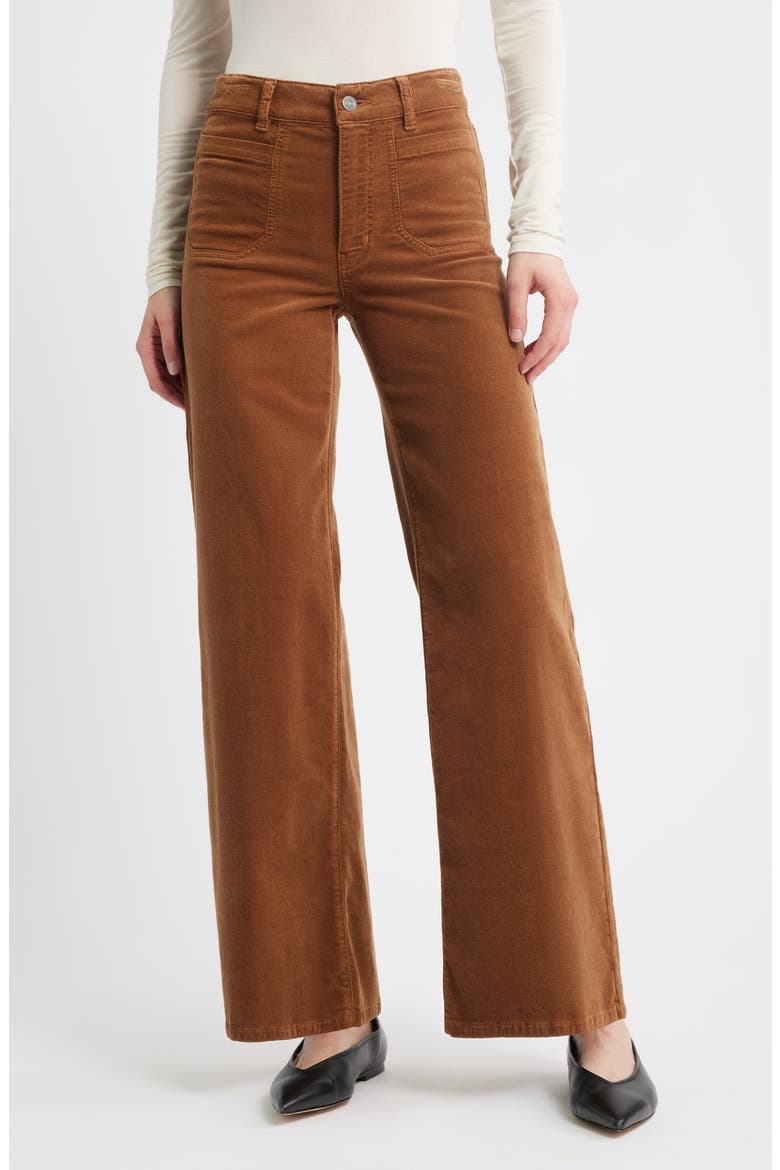 Le Slim Palazzo Patch Pocket High Waist Wide Leg Corduroy Jeans, Main, color, MAPLE BROWN