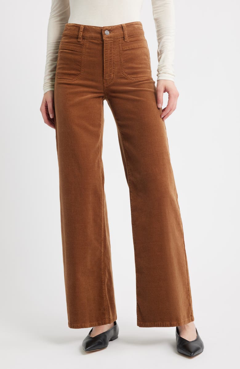 FRAME Le Slim Palazzo Patch Pocket High Waist Wide Leg Corduroy Jeans, Main, color, Maple Brown