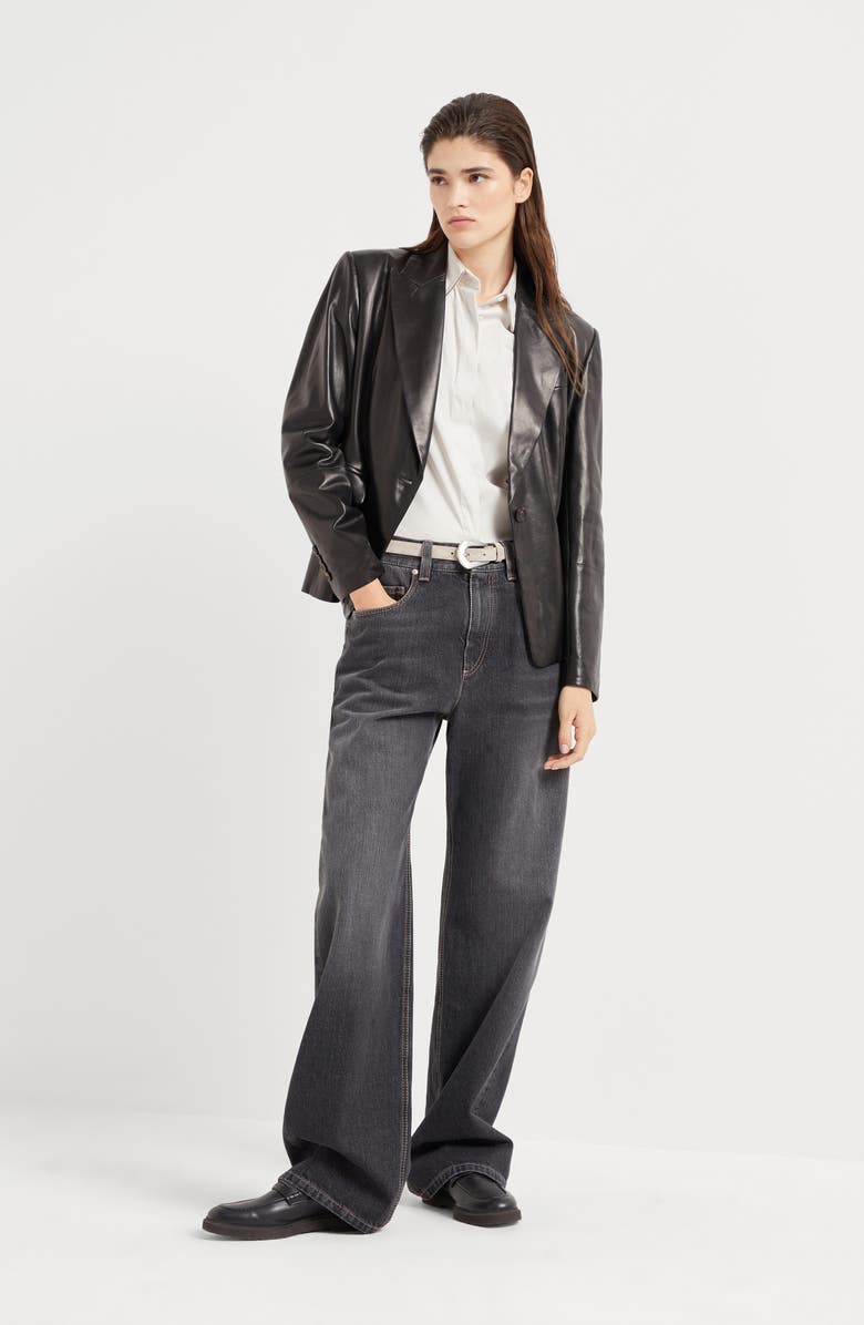 Brunello Cucinelli Nappa leather jacket with monili, Alternate, color,