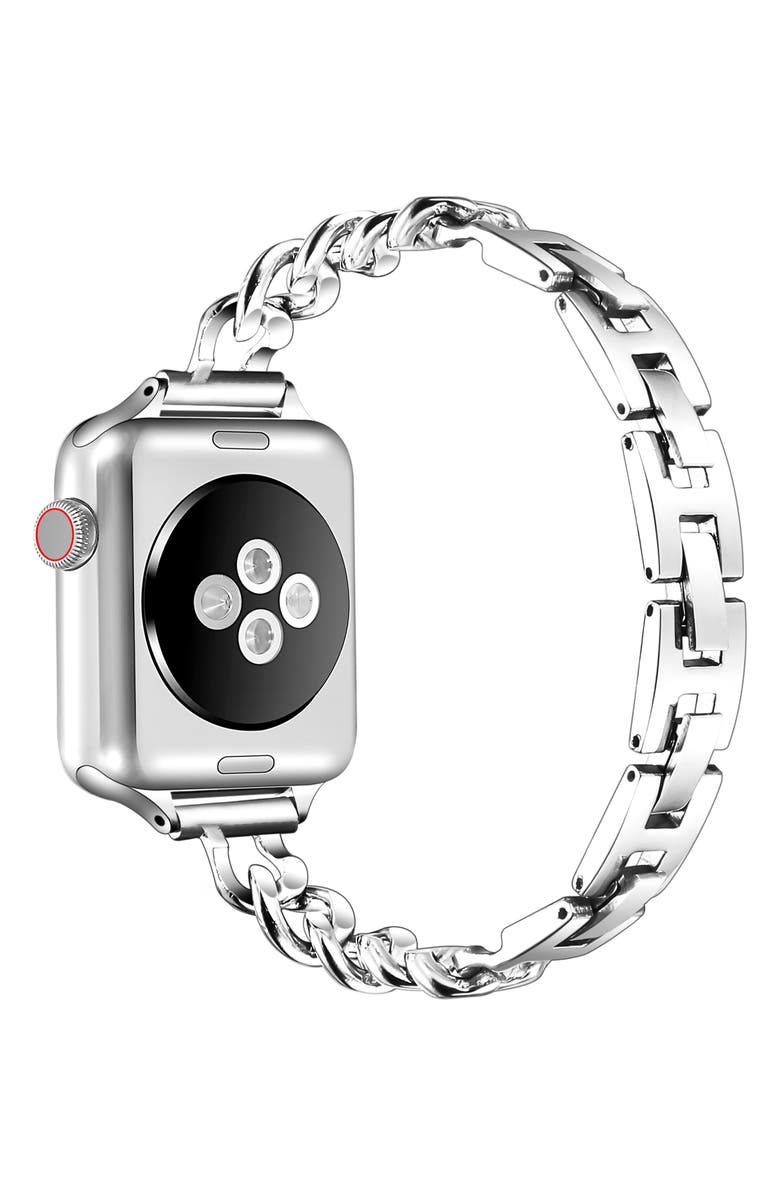 The Posh Tech Nikki Stainless Steel Apple Watch<sup>®</sup> Watchband, Alternate, color, Silver