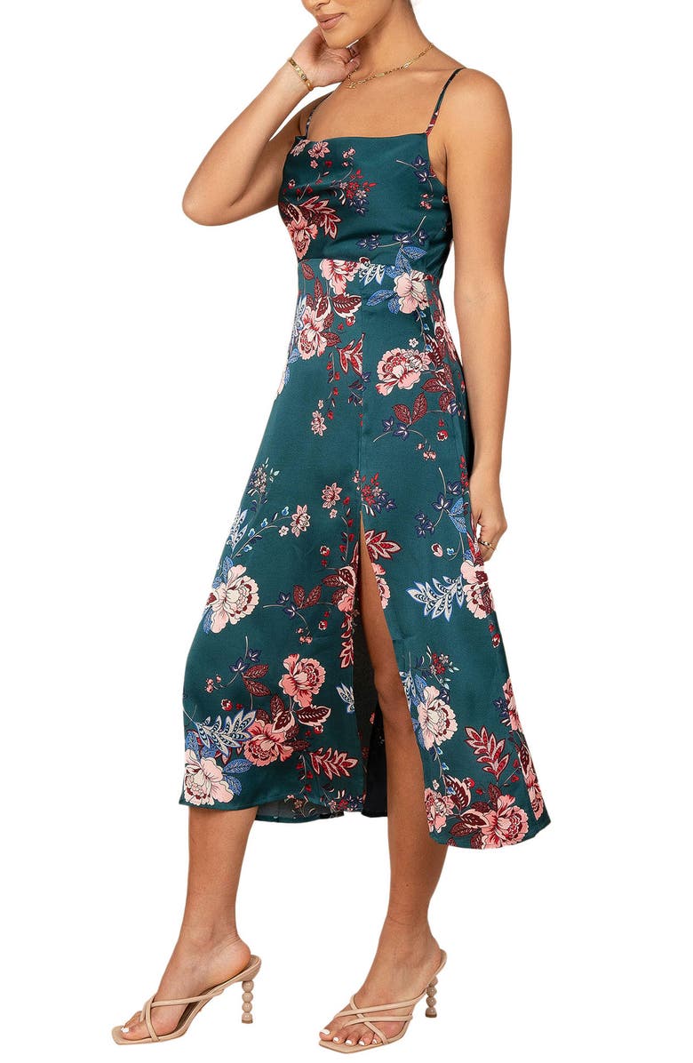 Petal & Pup Alejandra Floral Print Midi Dress, Alternate, color, Emerald