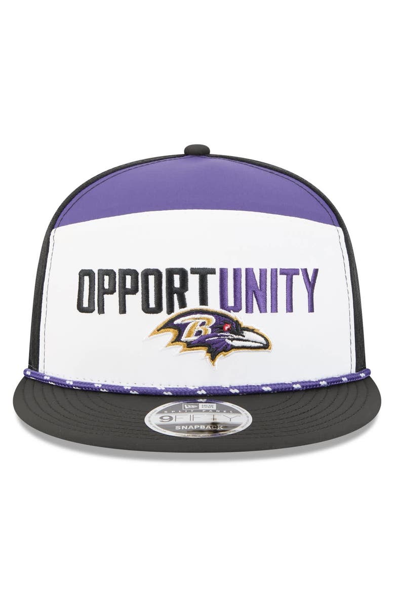 New Era Men's New Era White/Black Baltimore Ravens 2025 Inspire Change Split Panel 9FIFTY Snapback Hat, Alternate, color, White