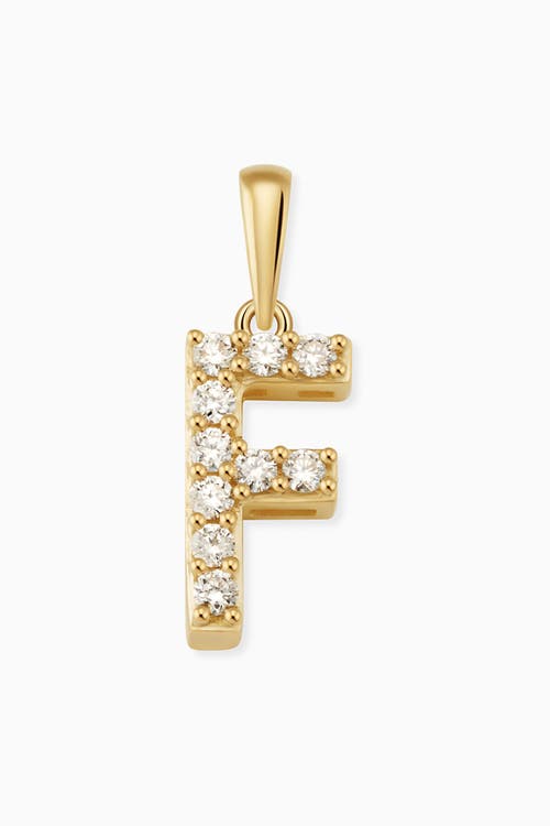 Oradina 14K Gold Luxe Letter Diamond Initial Pendant Charm in Yellow Gold - F 