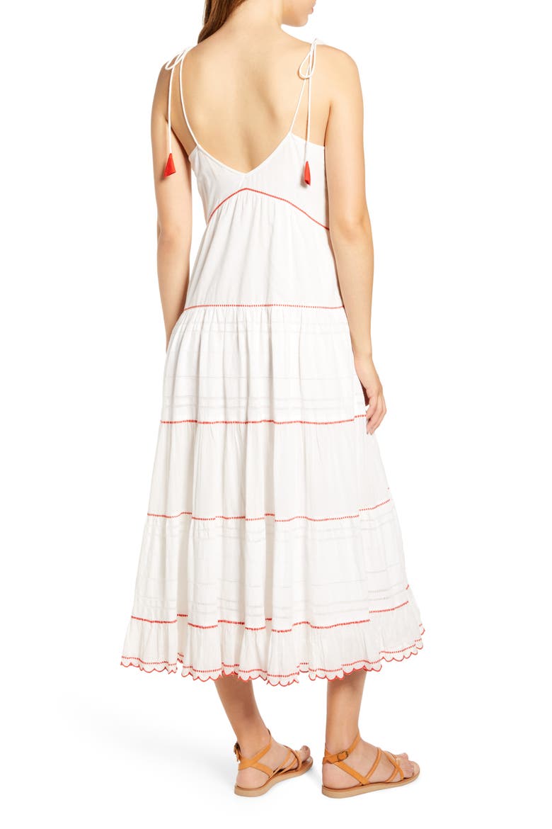 Scallop Embroidered Gauze Sundress, Alternate, color, WHITE
