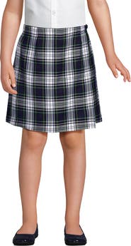 Lands' End School Uniform Girls Plaid A Line Tab Skort Top of Knee