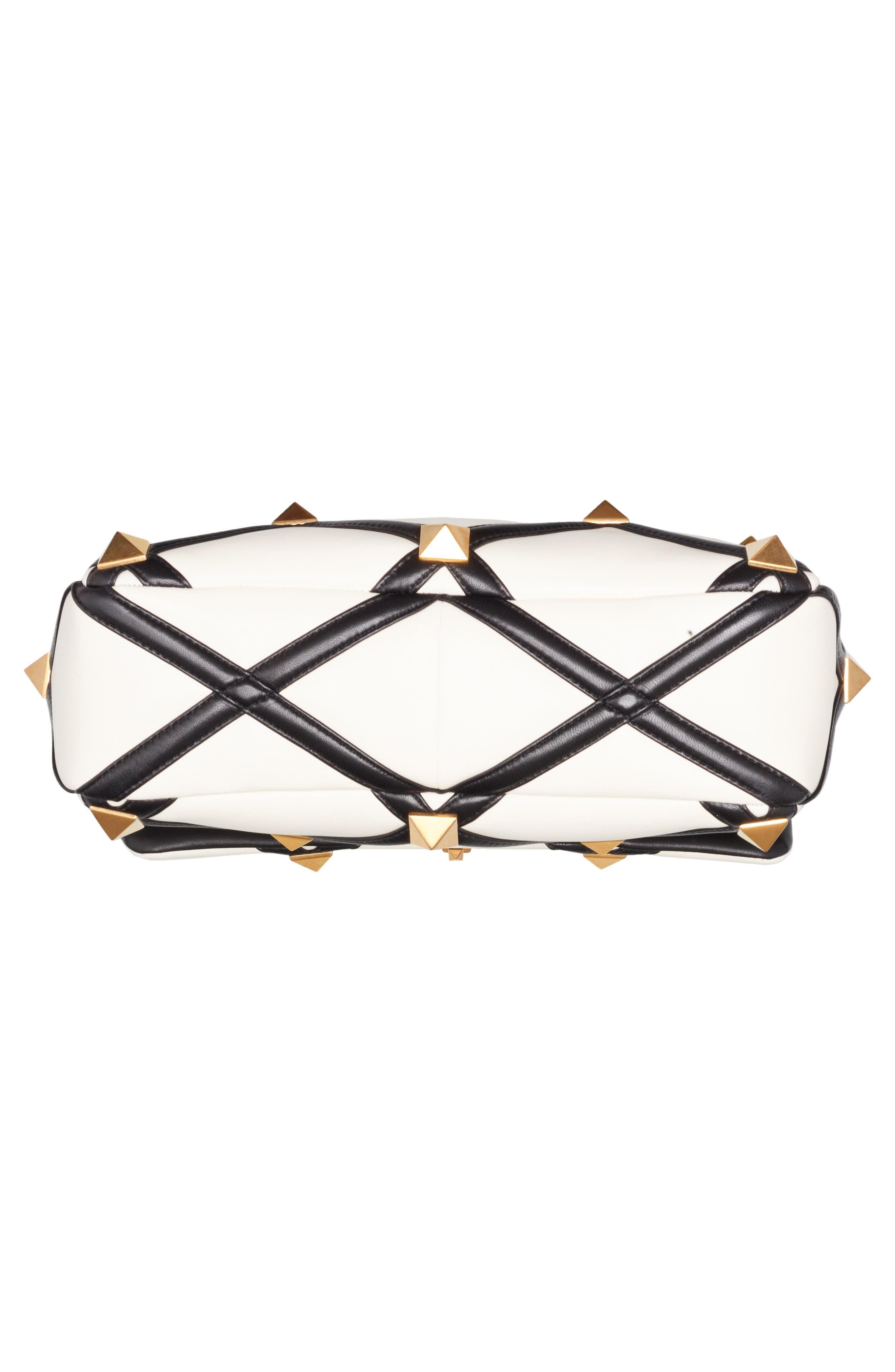 Valentino Garavani Large Roman Stud Inlay Leather Top Handle Bag, Alternate, color, 