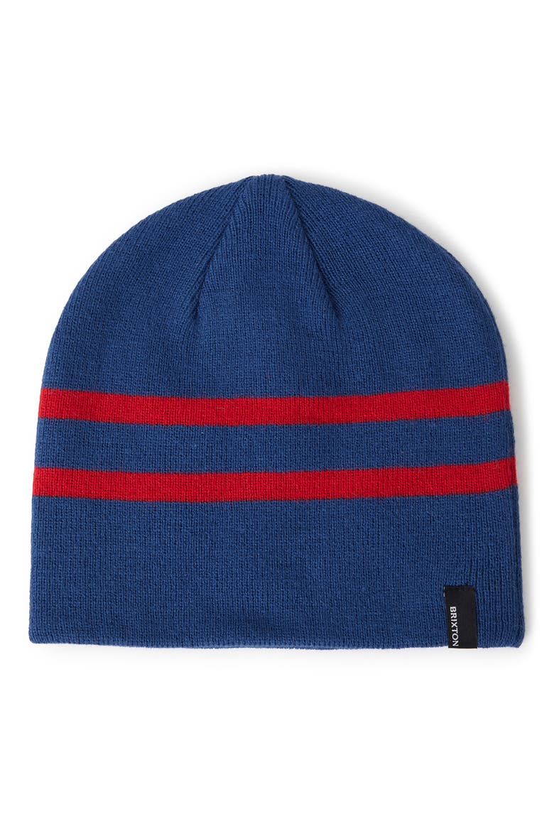 Stripe Skully Beanie, Main, color, NAVY RED STRIPE