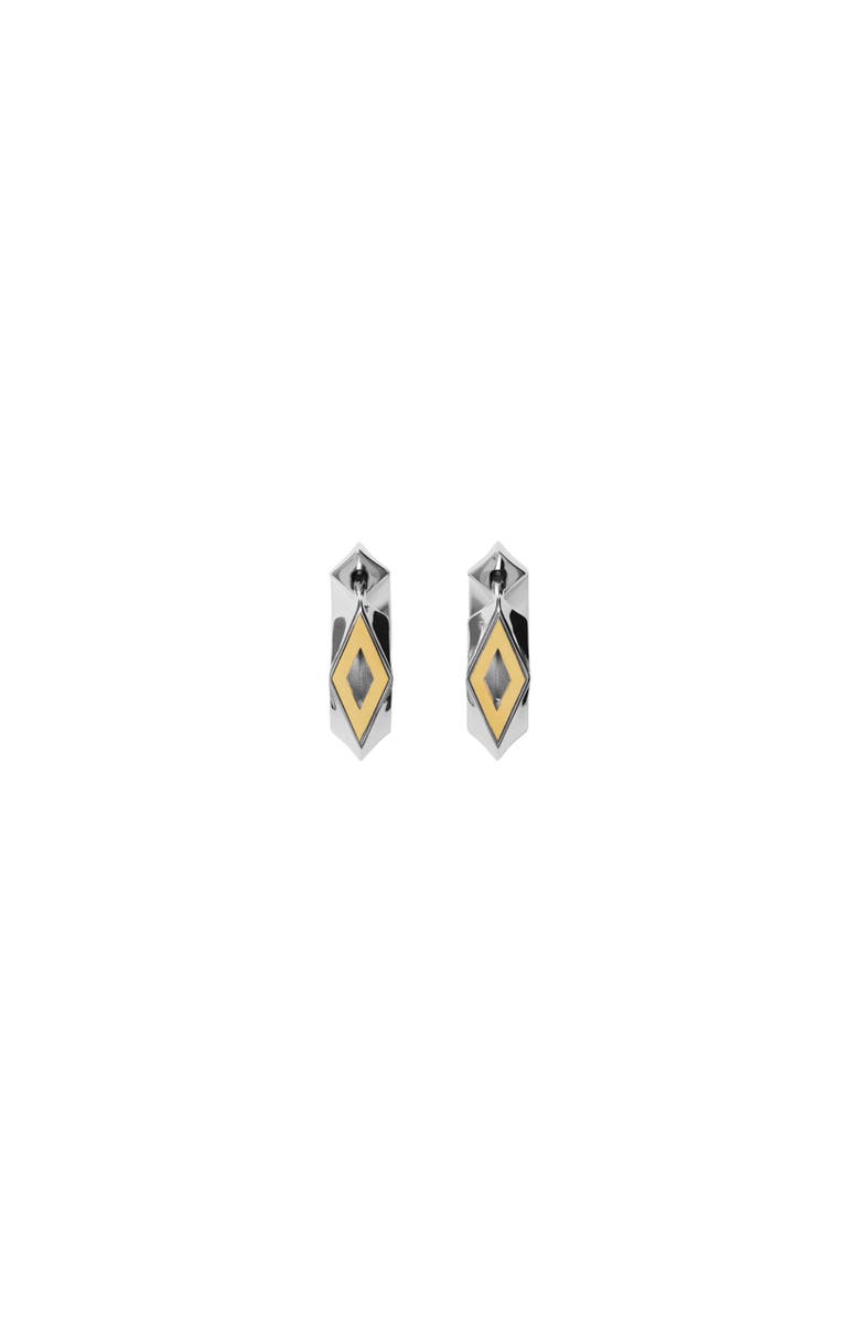 Burberry Small Hollow Hoop Earrings, Alternate, color, Silver/Gold