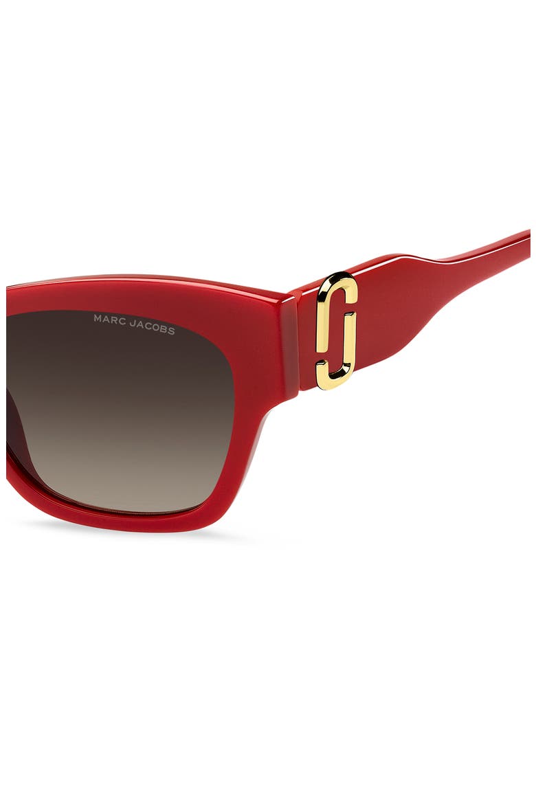 54mm Gradient Rectangular Sunglasses, Alternate, color, RED/ BROWN