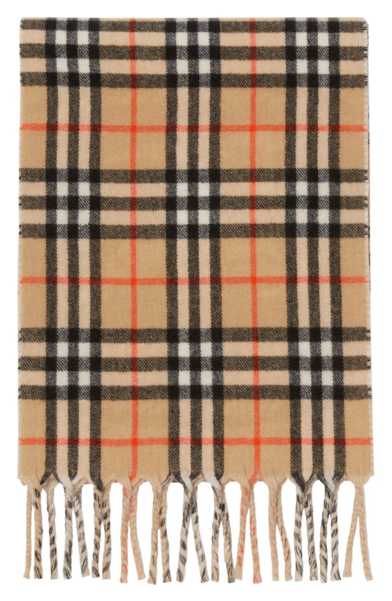 Burberry Reversible EKD Check Cashmere Scarf, Alternate, color, Sand