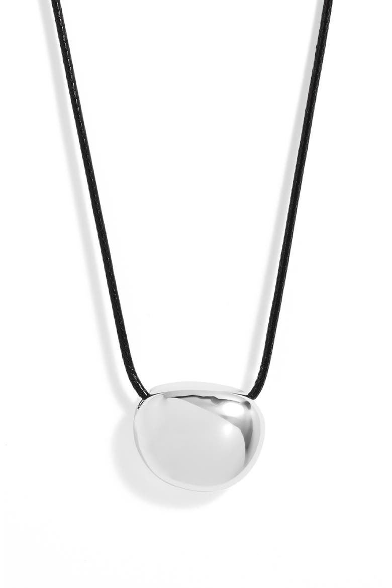 Polished Orb Cord Necklace, Main, color, BLACK- SILVER