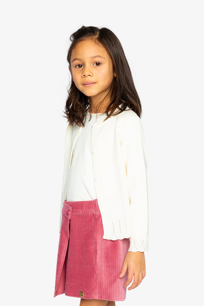 Knit Button-Front Scallop Ruffle Trim Cardigan, Alternate, color, Off-White